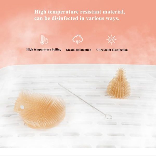 Silicone Portable Baby Bottle Brush Set Travel Cleaning Brush (Purple) - Image 8