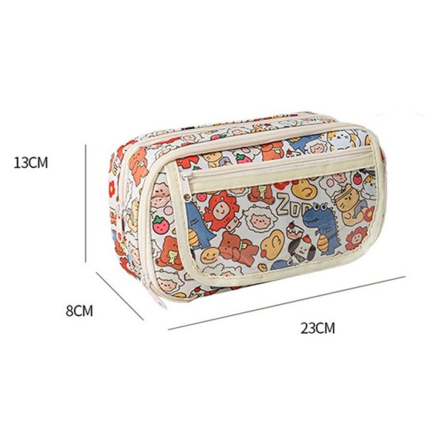 Large Capacity Waterproof Multi-layer Stationery Bag Transparent PVC Pencil Case (Light Zoo) - Image 2