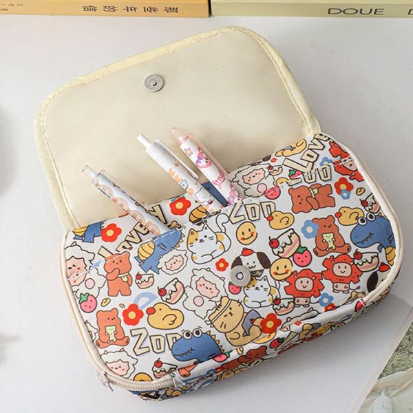 Large Capacity Waterproof Multi-layer Stationery Bag Transparent PVC Pencil Case (Light Zoo) - Image 5