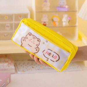 Large Capacity Multi-layer Waterproof Pencil Case Cartoon Pencil Case (Yellow)