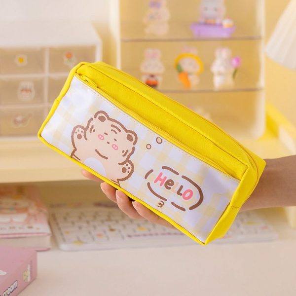 Large Capacity Multi-layer Waterproof Pencil Case Cartoon Pencil Case (Yellow)