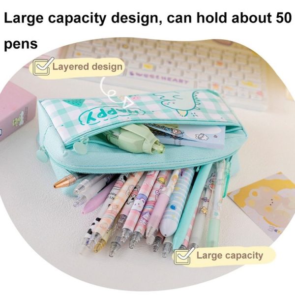 Large Capacity Multi-layer Waterproof Pencil Case Cartoon Pencil Case (Yellow) - Image 4