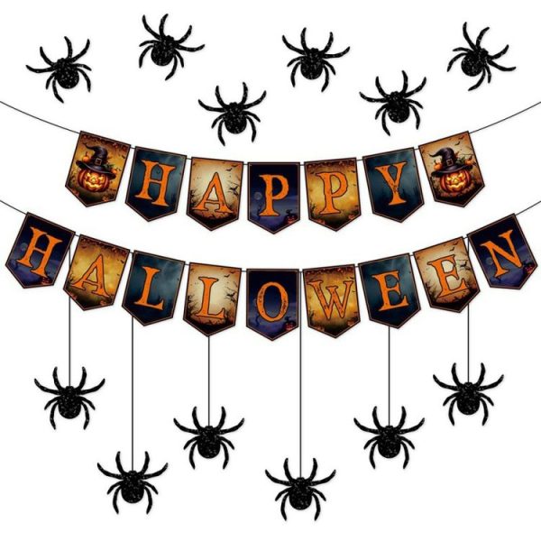 Halloween Decoration Wall Stickers Hanging Pendant Party Horror Banner Decoration, Style: Alphabet Pull Flags - Image 2