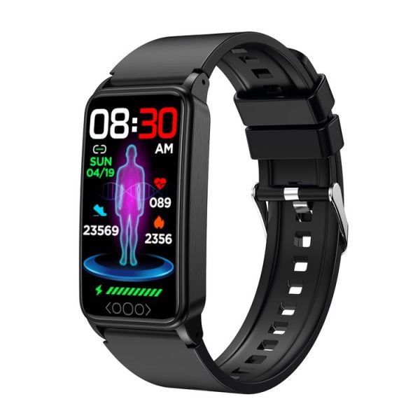 Uric Acid Blood Lipid Noninvasive Blood Sugar Heart Rate Oxygen Temperature Monitoring Smart Healthy Sports Bracelet (Black)