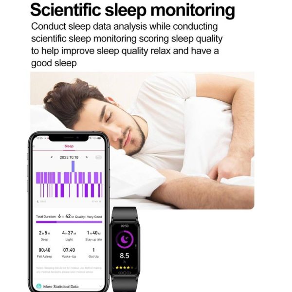 Uric Acid Blood Lipid Noninvasive Blood Sugar Heart Rate Oxygen Temperature Monitoring Smart Healthy Sports Bracelet (Black) - Image 11