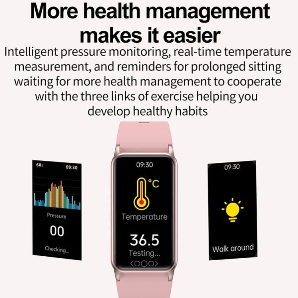 Uric Acid Blood Lipid Noninvasive Blood Sugar Heart Rate Oxygen Temperature Monitoring Smart Healthy Sports Bracelet (Black) - Image 12