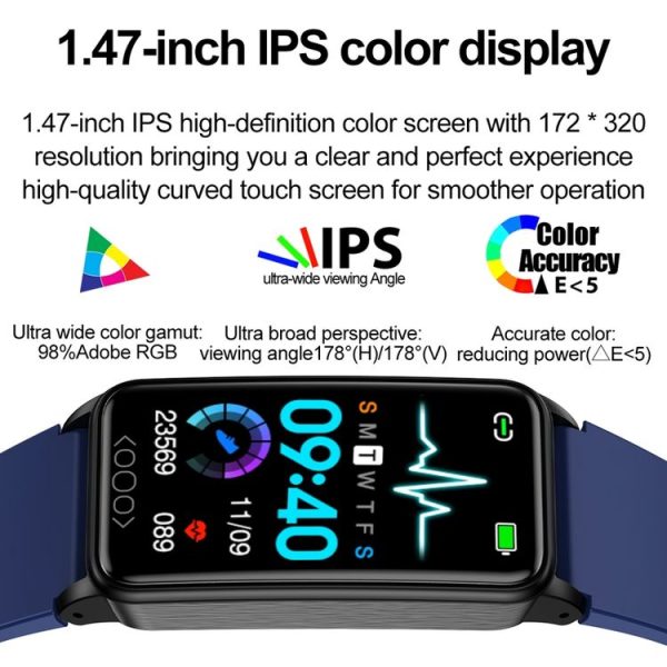 Uric Acid Blood Lipid Noninvasive Blood Sugar Heart Rate Oxygen Temperature Monitoring Smart Healthy Sports Bracelet (Black) - Image 3