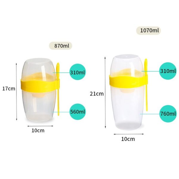 870ml Portable Salad Cup With Lid And Fork Breakfast Cup Sealed Leak-Proof Food Cup (Blue) - Image 3