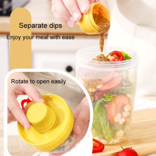 870ml Portable Salad Cup With Lid And Fork Breakfast Cup Sealed Leak-Proof Food Cup (Blue) - Image 6