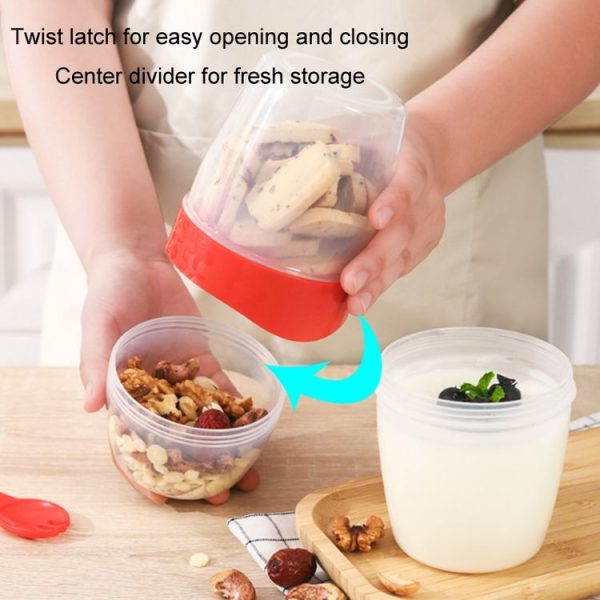 870ml Portable Salad Cup With Lid And Fork Breakfast Cup Sealed Leak-Proof Food Cup (Blue) - Image 7