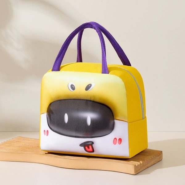 3D Cartoon Pattern Lunch Box Bag Large Capacity Handheld Insulation Bag (Yellow)