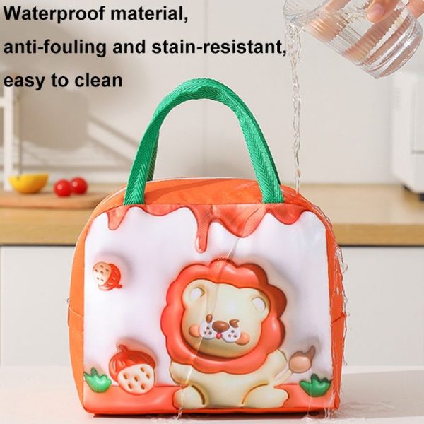 3D Cartoon Pattern Lunch Box Bag Large Capacity Handheld Insulation Bag (Yellow) - Image 3