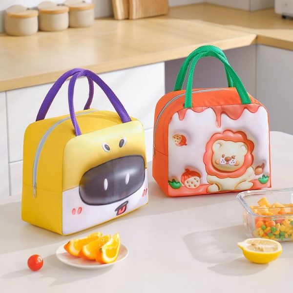3D Cartoon Pattern Lunch Box Bag Large Capacity Handheld Insulation Bag (Yellow) - Image 7