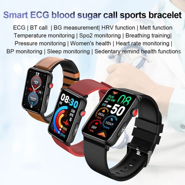 Smart Watch Ring ECG Temperature Heart Rate Blood Pressure Health Bluetooth Talking Watch, Color: Black Silicone - Image 10