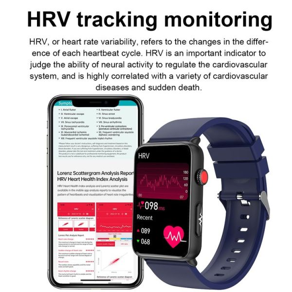 Smart Watch Ring ECG Temperature Heart Rate Blood Pressure Health Bluetooth Talking Watch, Color: Black Silicone - Image 13