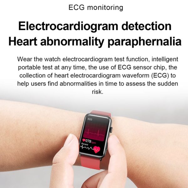 Smart Watch Ring ECG Temperature Heart Rate Blood Pressure Health Bluetooth Talking Watch, Color: Black Silicone - Image 14