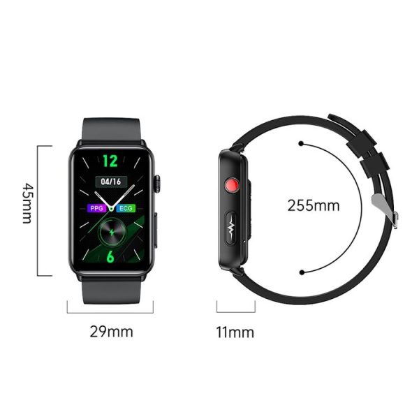 Smart Watch Ring ECG Temperature Heart Rate Blood Pressure Health Bluetooth Talking Watch, Color: Black Silicone - Image 21