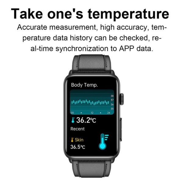 Smart Watch Ring ECG Temperature Heart Rate Blood Pressure Health Bluetooth Talking Watch, Color: Black Silicone - Image 6