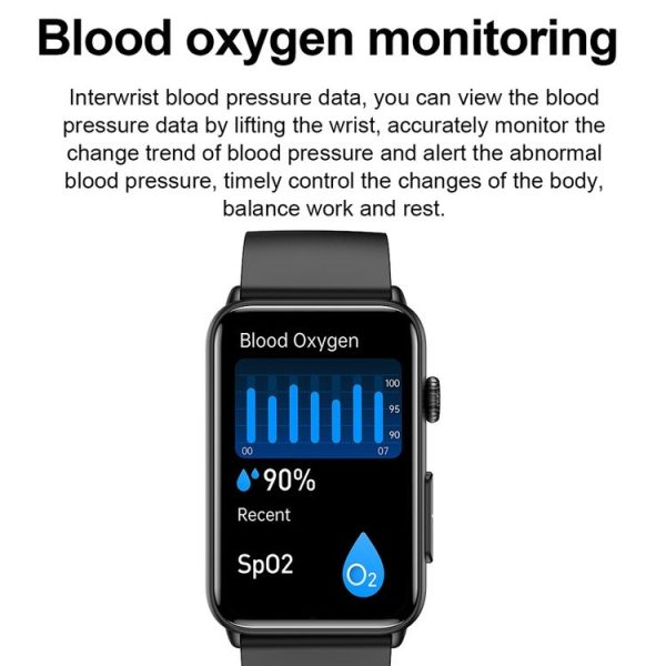 Smart Watch Ring ECG Temperature Heart Rate Blood Pressure Health Bluetooth Talking Watch, Color: Black Silicone - Image 8