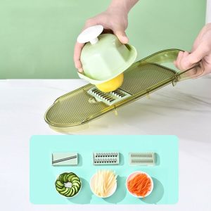 Kitchen Fruit Vegetable Shredder With Hand Guard Potato Cucumber Slicing Shredding Cutter, Style: 3 Blades Set