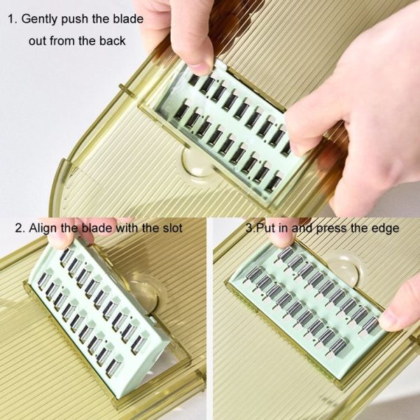 Kitchen Fruit Vegetable Shredder With Hand Guard Potato Cucumber Slicing Shredding Cutter, Style: 3 Blades Set - Image 10