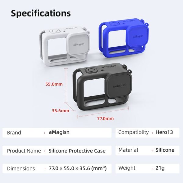 GoPro HERO13 Black AMagisn Silicone Case Protective Cover (Black) - Image 10