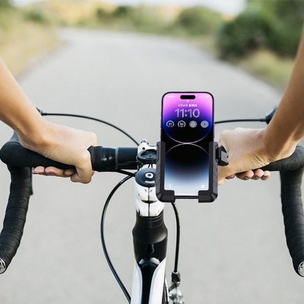 YYS-615 Motorcycle Bicycle Semi-Wrapped Riding Navigation Cell Phone Holder (Black+Orange) - Image 2