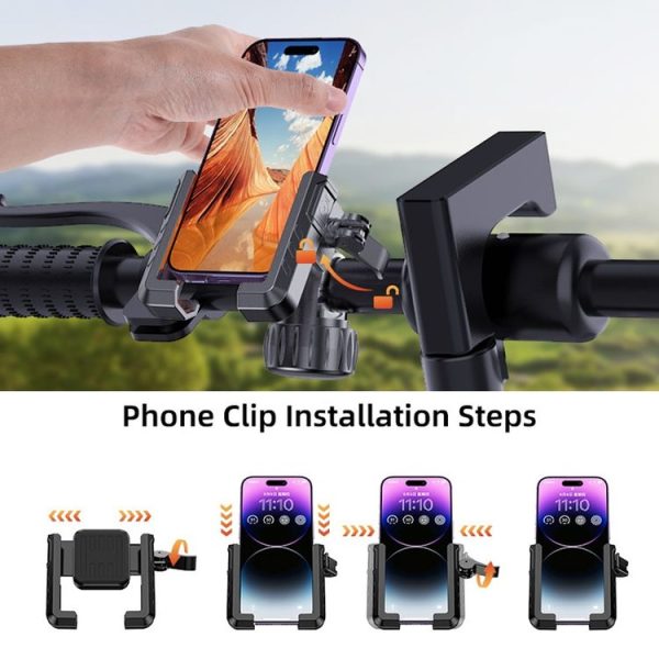 YYS-615 Motorcycle Bicycle Semi-Wrapped Riding Navigation Cell Phone Holder (Black+Orange) - Image 4