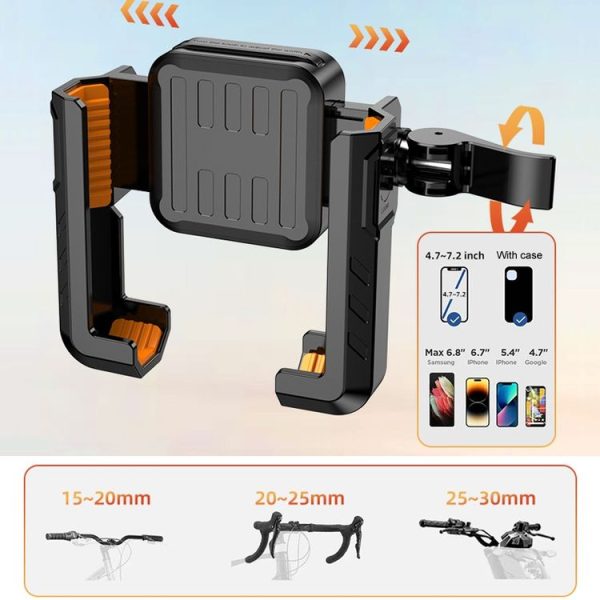 YYS-615 Motorcycle Bicycle Semi-Wrapped Riding Navigation Cell Phone Holder (Black+Orange) - Image 6