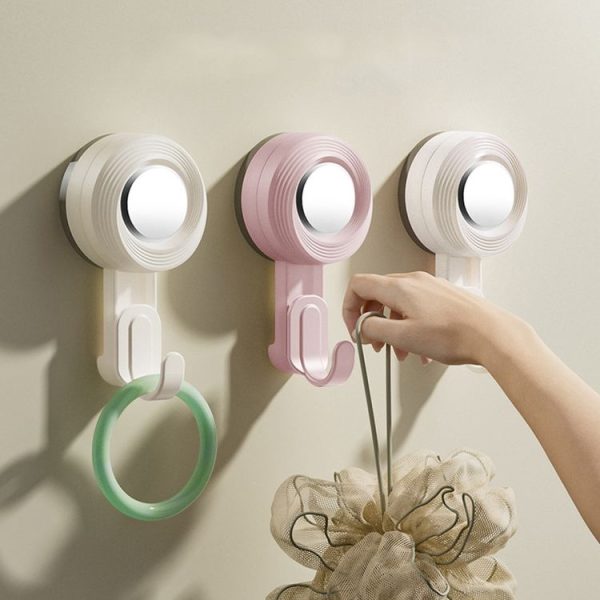 Rotating Suction Cup Hook Wall Mounted Towel Sucker Hooks Reusable Shower Hanger (Cream) - Image 2