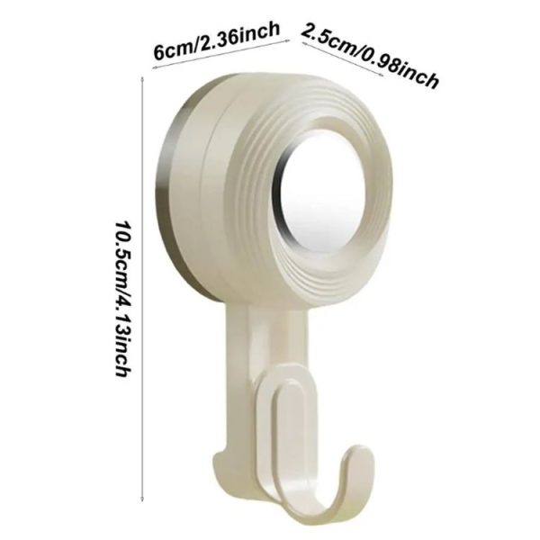 Rotating Suction Cup Hook Wall Mounted Towel Sucker Hooks Reusable Shower Hanger (Cream) - Image 3