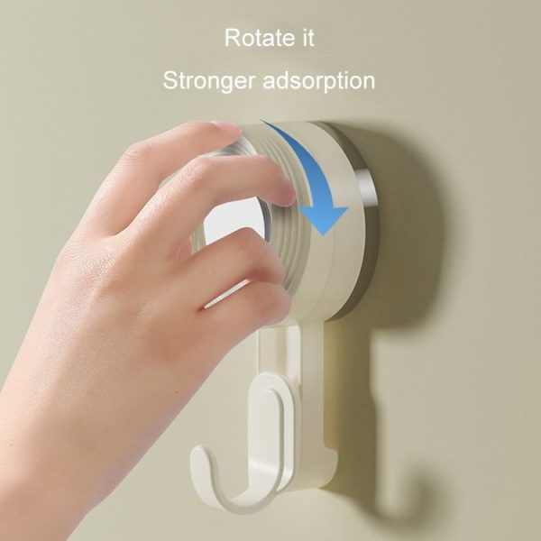 Rotating Suction Cup Hook Wall Mounted Towel Sucker Hooks Reusable Shower Hanger (Cream) - Image 4