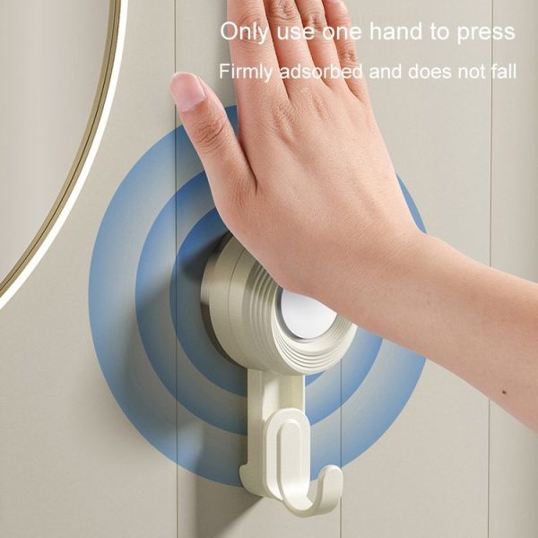 Rotating Suction Cup Hook Wall Mounted Towel Sucker Hooks Reusable Shower Hanger (Cream) - Image 5