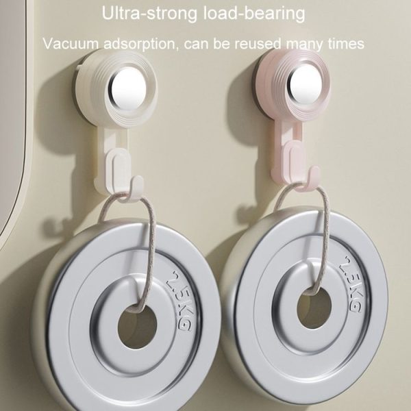 Rotating Suction Cup Hook Wall Mounted Towel Sucker Hooks Reusable Shower Hanger (Cream) - Image 6