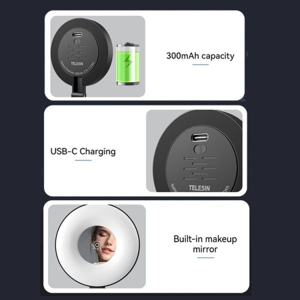 TELESIN Magnetic Selfie Light Rechargeable Reversible Design Fill Light - Image 7