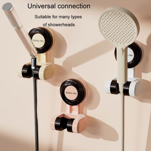 Suction Cup Shower Bracket Bathroom Swivel Adsorption Adjustable Shower Sprayer Holder (Cream) - Image 4