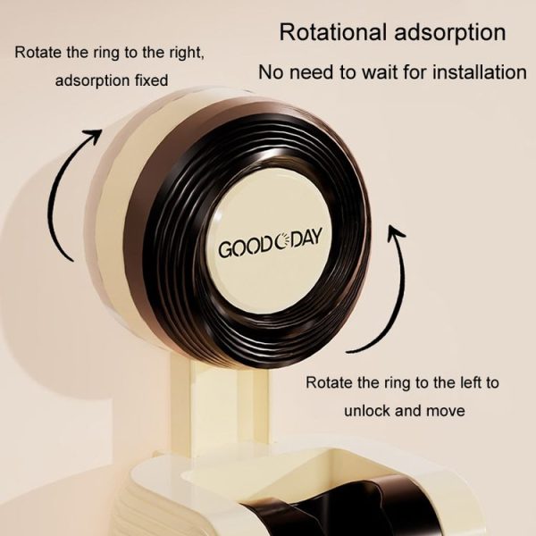 Suction Cup Shower Bracket Bathroom Swivel Adsorption Adjustable Shower Sprayer Holder (Cream) - Image 7