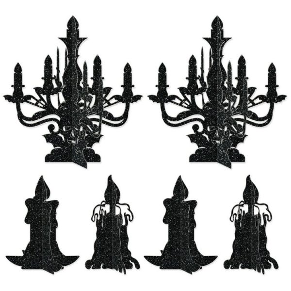6pcs / Set Halloween Decoration 3D Candlestick Ornament Haunted House Table Arrangement Ghost Festival Supplies