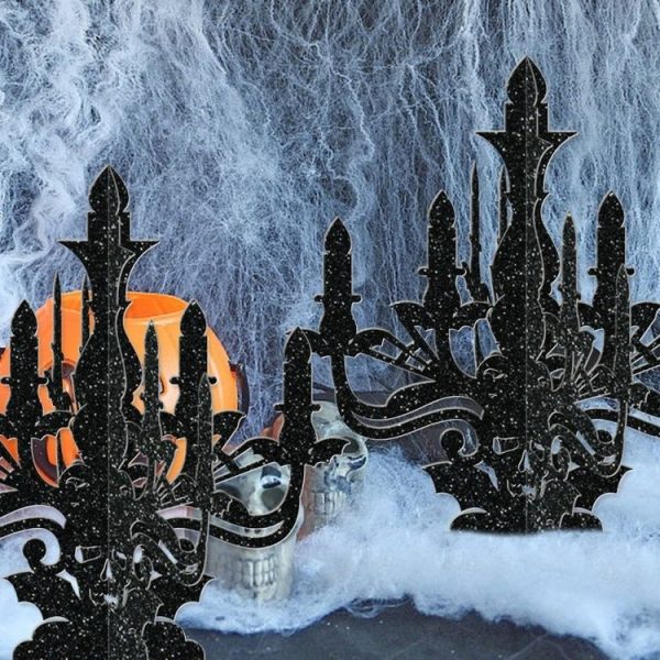 6pcs / Set Halloween Decoration 3D Candlestick Ornament Haunted House Table Arrangement Ghost Festival Supplies - Image 4