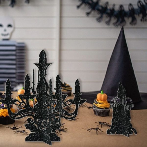 6pcs / Set Halloween Decoration 3D Candlestick Ornament Haunted House Table Arrangement Ghost Festival Supplies - Image 5