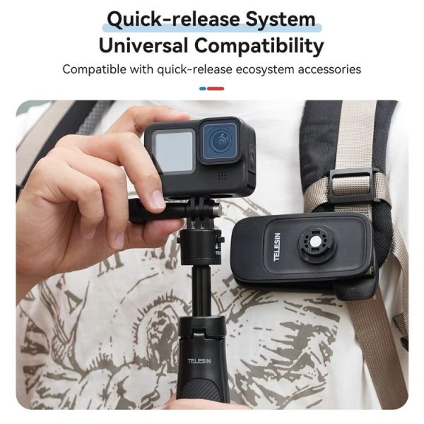 TELESIN Mini Selfie Stick Quick Release Tripod 15-40cm Adjustable Bracket For Sports Camera - Image 3