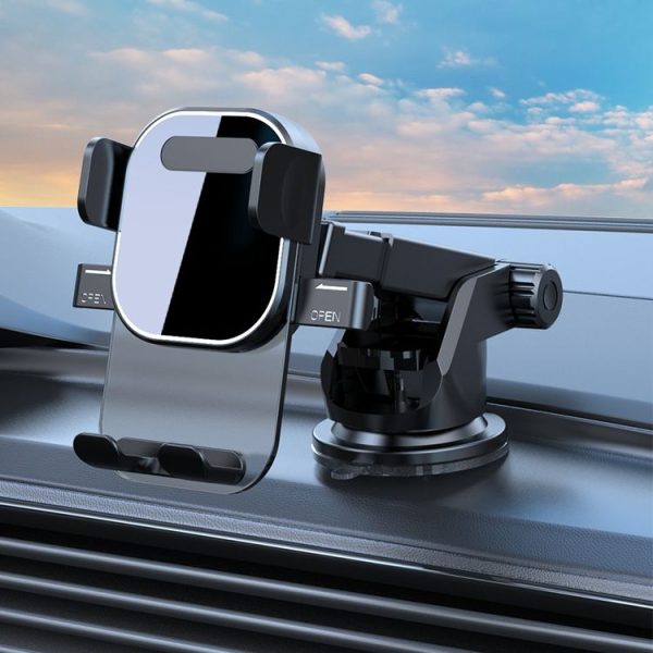 Car Suction Cup Dashboard Automatic Lock Mobile Phone Holder, Style: Glossy Telescopic Base
