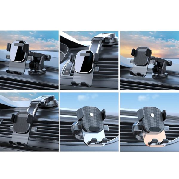Car Suction Cup Dashboard Automatic Lock Mobile Phone Holder, Style: Glossy Telescopic Base - Image 2
