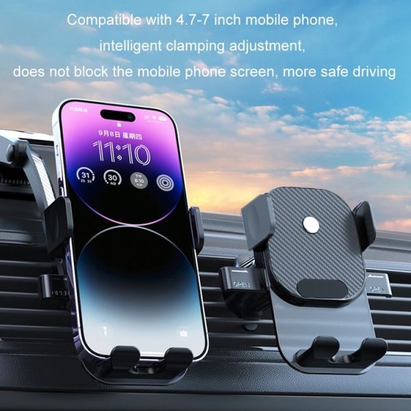 Car Suction Cup Dashboard Automatic Lock Mobile Phone Holder, Style: Glossy Telescopic Base - Image 6
