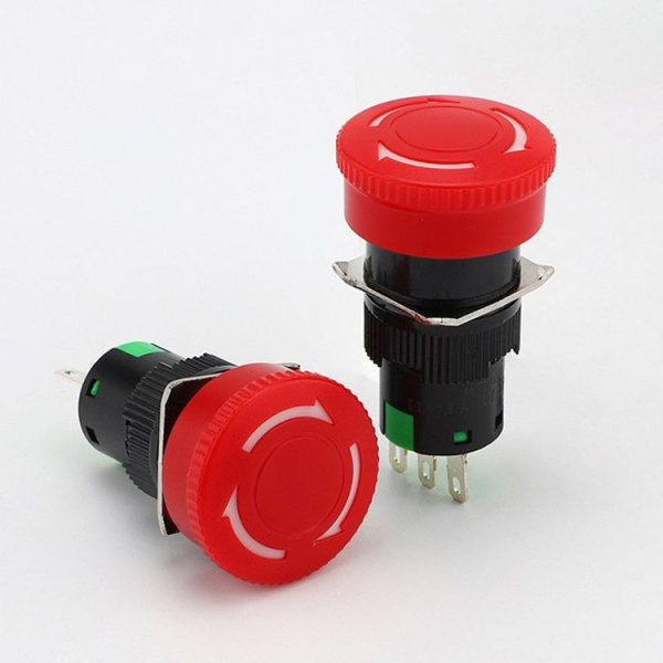 LA16 16mm Mounting Hole Emergency Stop Switch Mushroom Type Self-Locking Pushbutton Switches - Image 2