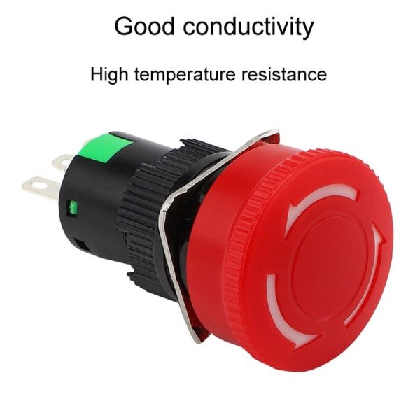 LA16 16mm Mounting Hole Emergency Stop Switch Mushroom Type Self-Locking Pushbutton Switches - Image 4
