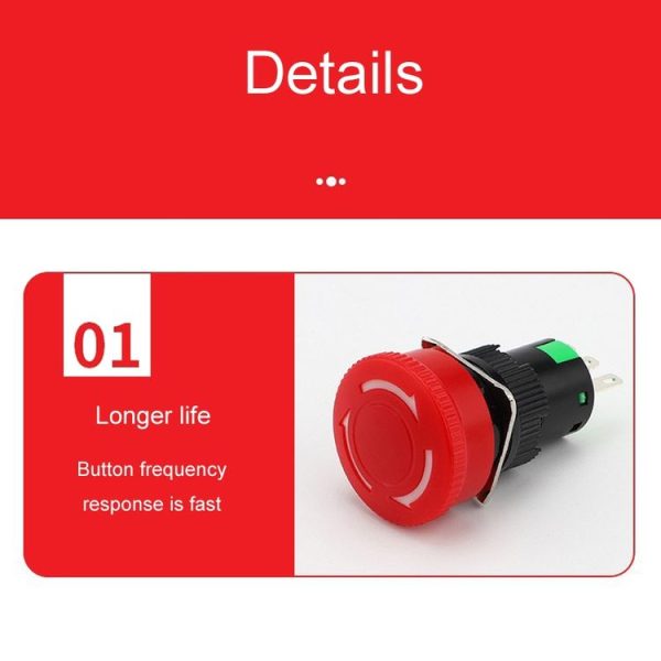 LA16 16mm Mounting Hole Emergency Stop Switch Mushroom Type Self-Locking Pushbutton Switches - Image 5