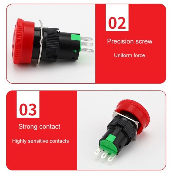 LA16 16mm Mounting Hole Emergency Stop Switch Mushroom Type Self-Locking Pushbutton Switches - Image 6