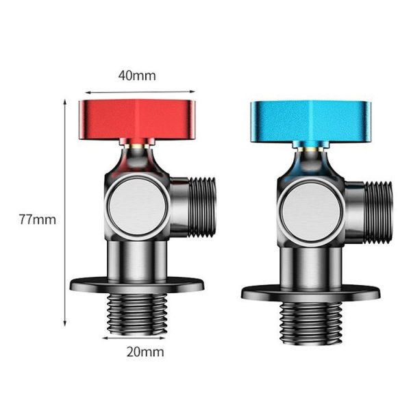 Copper High Flow 4-point Ball Valve Hot Cold Water Gas Water Heater Full Open Triangle Valve, Color: Gray Blue Label Cold Water - Image 11
