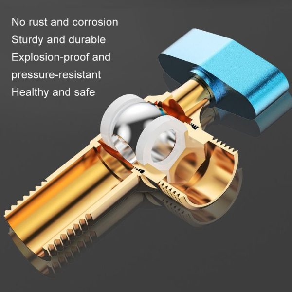 Copper High Flow 4-point Ball Valve Hot Cold Water Gas Water Heater Full Open Triangle Valve, Color: Gray Blue Label Cold Water - Image 3